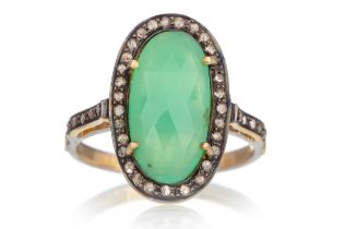 CHRYSOPRASE AND DIAMOND RING,