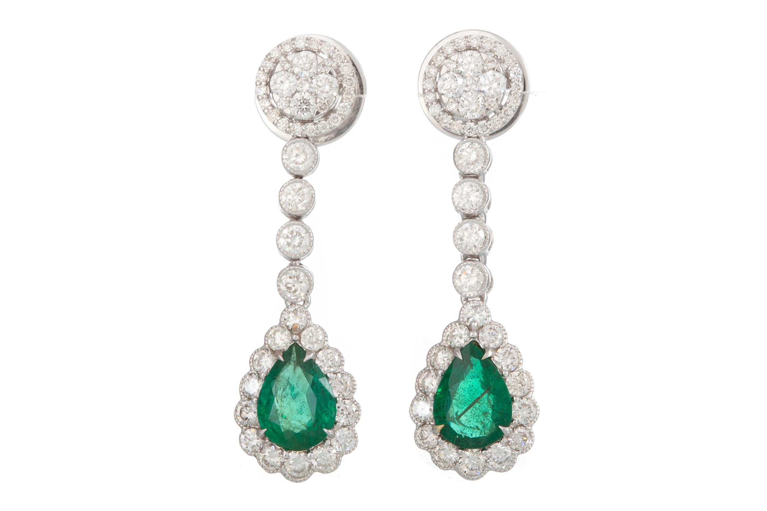 CERTIFICATED PAIR OF EMERALD AND DIAMOND EARRINGS,