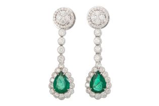 CERTIFICATED PAIR OF EMERALD AND DIAMOND EARRINGS,