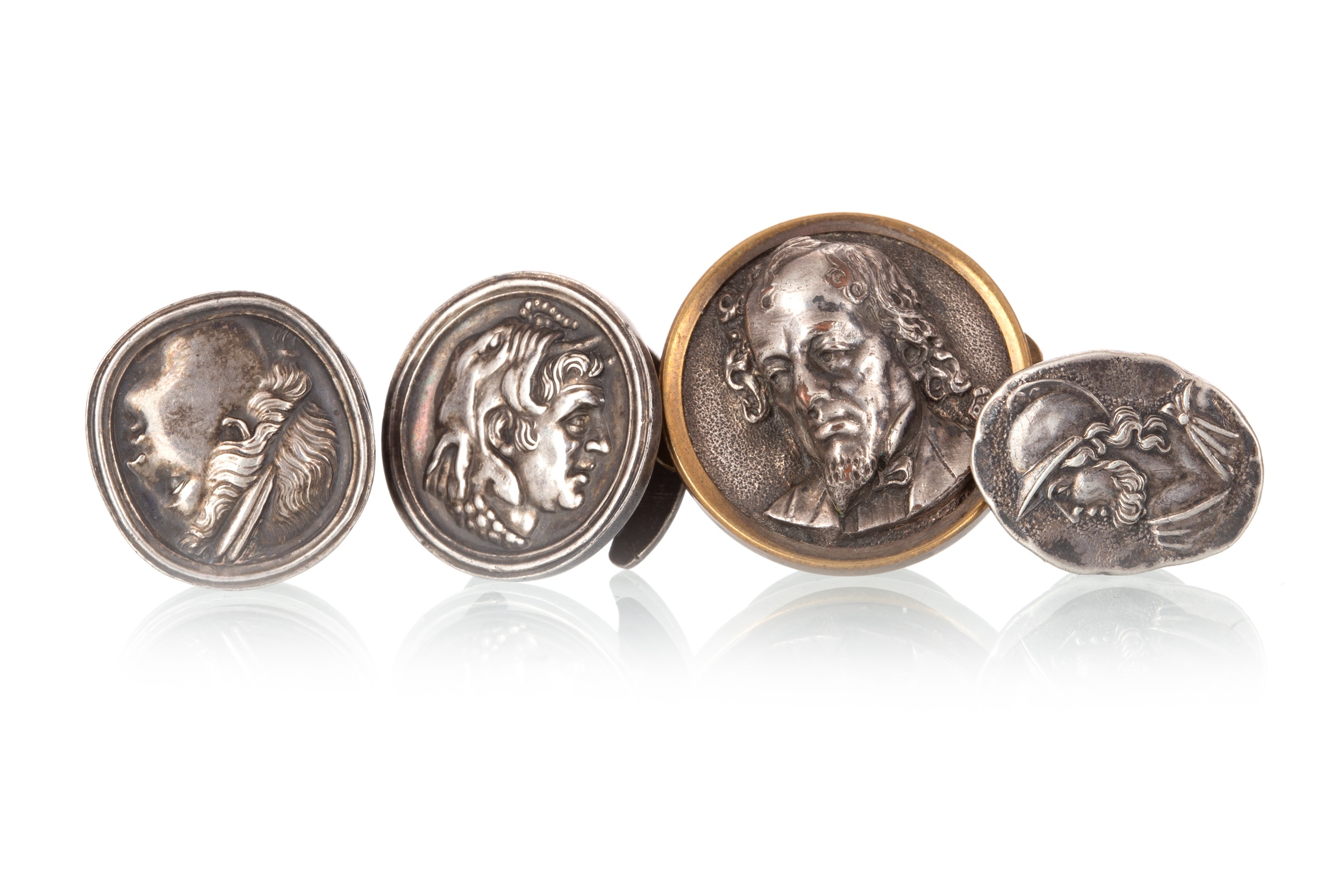 COLLECTION OF NINETEENTH CENTURY SILVER TOPPED BUTTONHOLE STUDS,