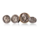 COLLECTION OF NINETEENTH CENTURY SILVER TOPPED BUTTONHOLE STUDS,