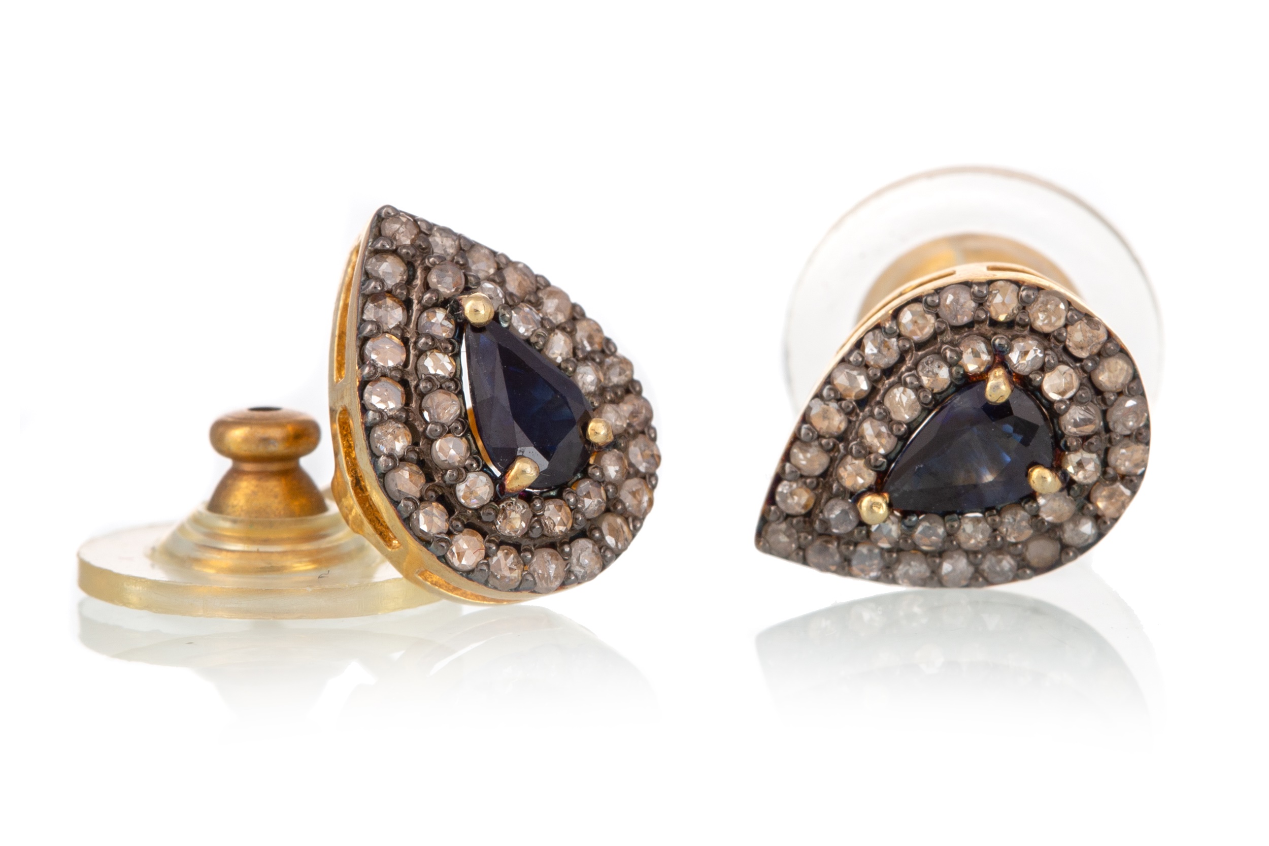 PAIR OF SAPPHIRE AND DIAMOND EARRINGS,