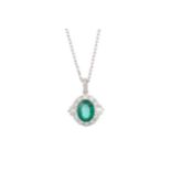 CERTIFICATED EMERALD AND DIAMOND PENDANT,