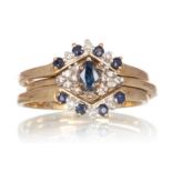 SAPPHIRE AND DIAMOND RING SET,