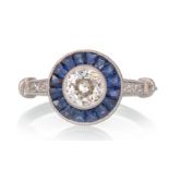 SAPPHIRE AND DIAMOND TARGET RING,