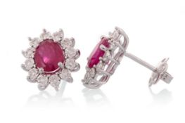 PAIR OF RUBY AND DIAMOND EARRINGS,