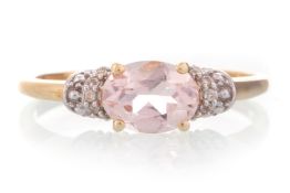 MORGANITE AND DIAMOND RING,