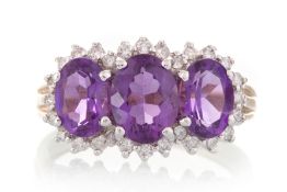 AMETHYST AND DIAMOND RING,