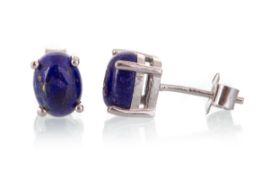 PAIR OF LAPIS LAZULI STUD EARRINGS,