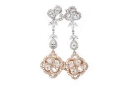 PAIR OF CERTIFICATED DIAMOND DROP EARRINGS,