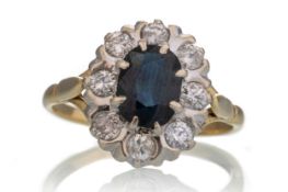 SAPPHIRE AND DIAMOND RING,