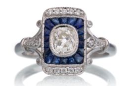 SAPPHIRE AND DIAMOND RING,