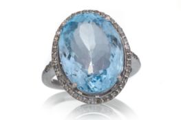 TOPAZ AND DIAMOND RING,