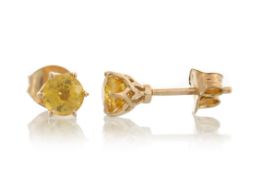 PAIR OF YELLOW SAPPHIRE STUD EARRINGS,
