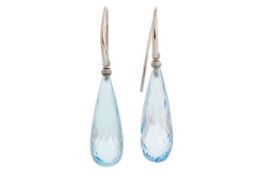 PAIR OF BRIOLETTE TOPAZ EARRINGS,