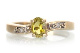 MINT GREEN TOURMALINE AND DIAMOND RING,