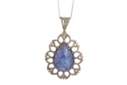 TANZANITE AND DIAMOND PENDANT,