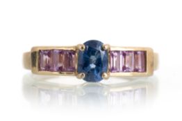 PINK AND BLUE SAPPHIRE DRESS RING,