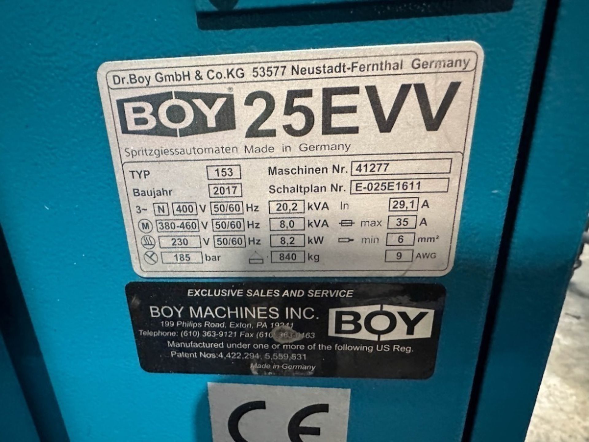BOY 25 Ton Vertical/Vertical Injection Molding Press, New in 2017 - Image 5 of 5