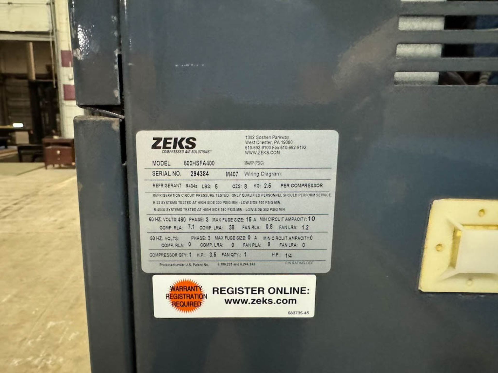 Zeks 500HSFA400 Refrigerated Air Dryer - Image 6 of 6