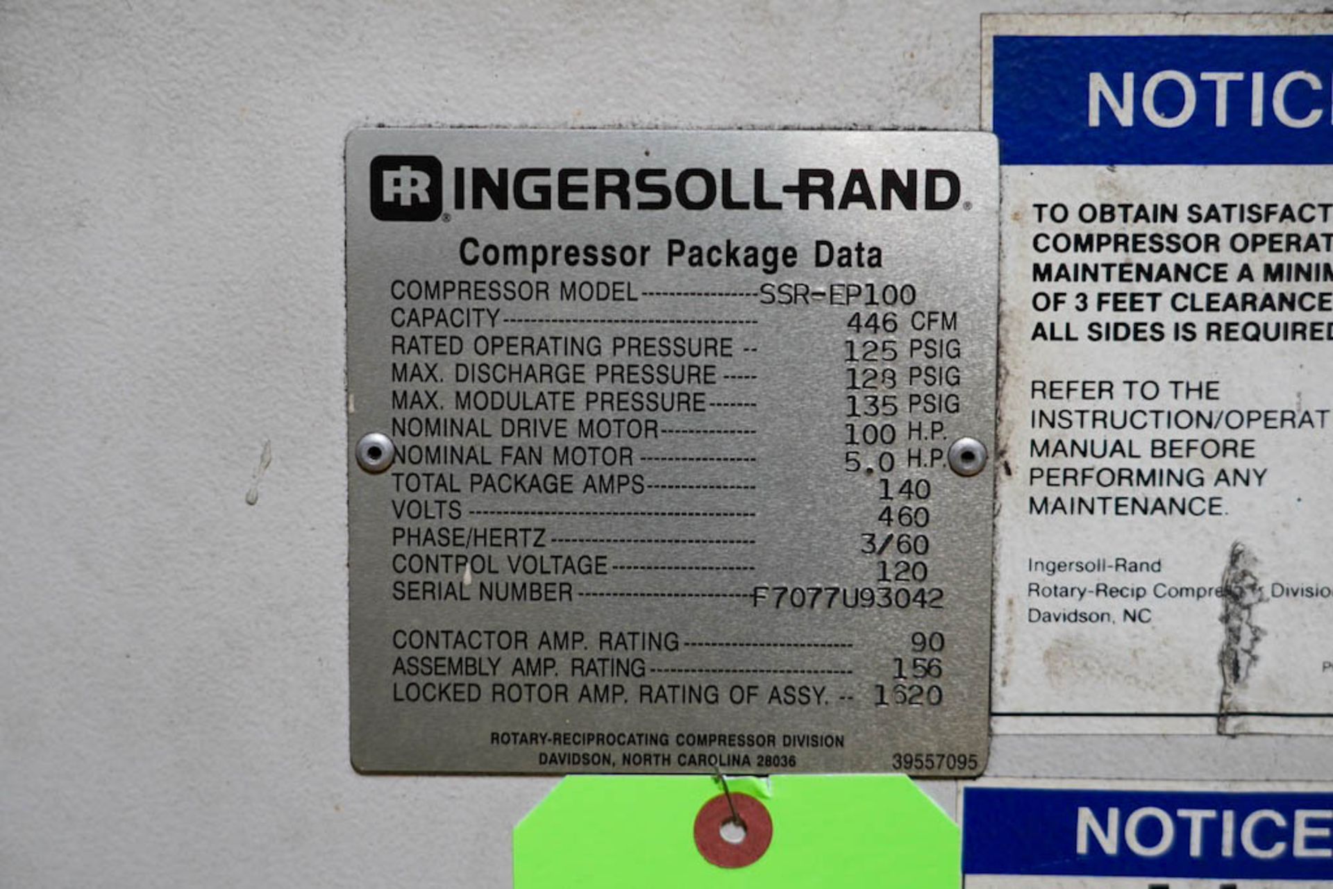 Ingersoll Rand SSR-EP100 Rotary Screw Air Compressor - Image 4 of 4