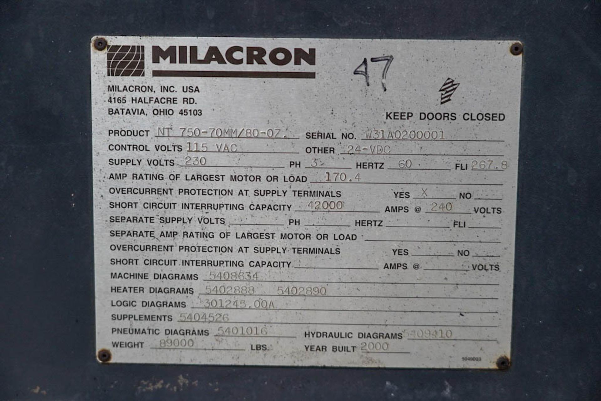 Milacron NT750, 750 Ton Injection Molding Press - Image 10 of 10
