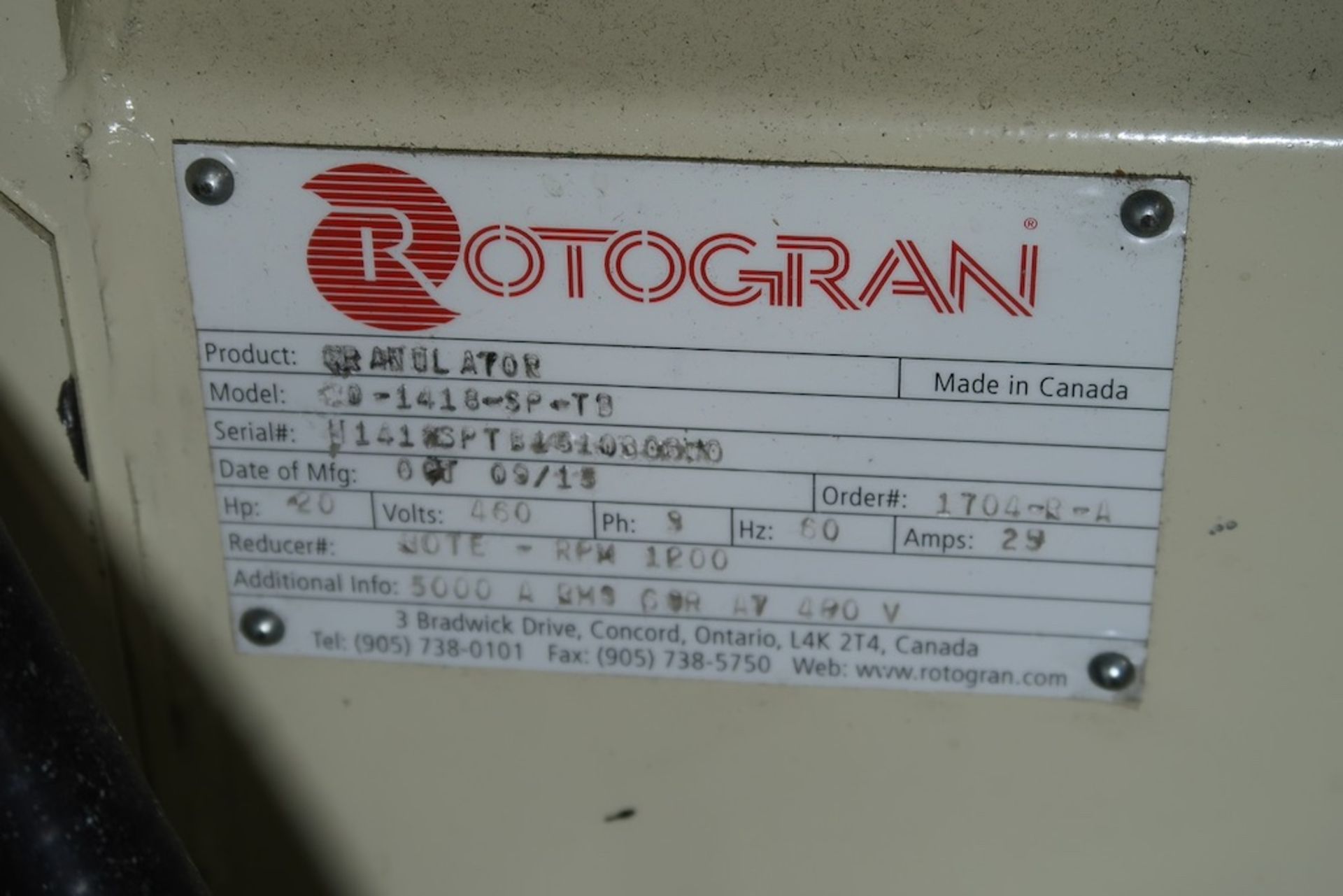 Rotogran 50 HP Granulator - Image 4 of 5