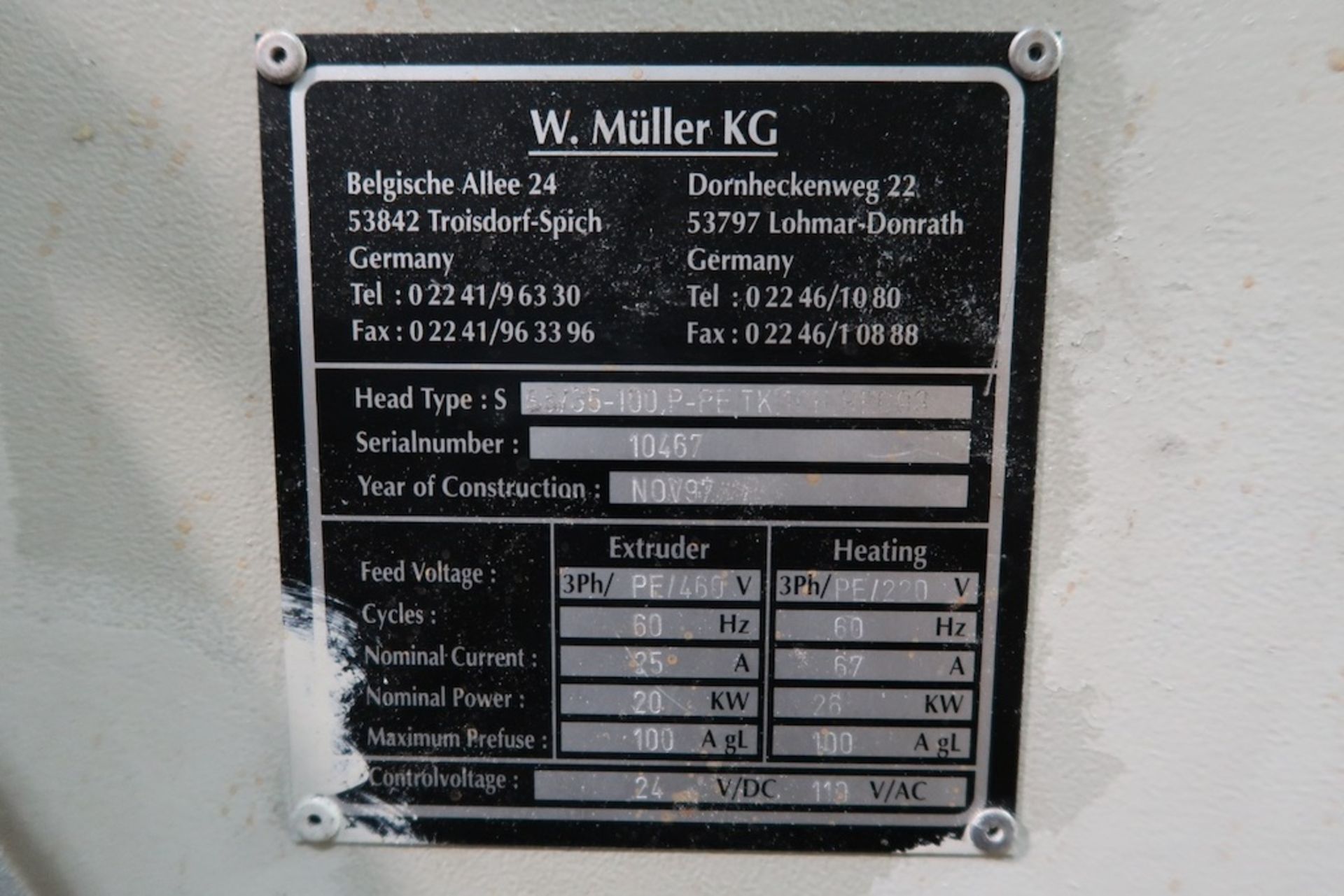 W. Muller 3-Layer Extrusion Head with Control Cabinet - Image 7 of 8