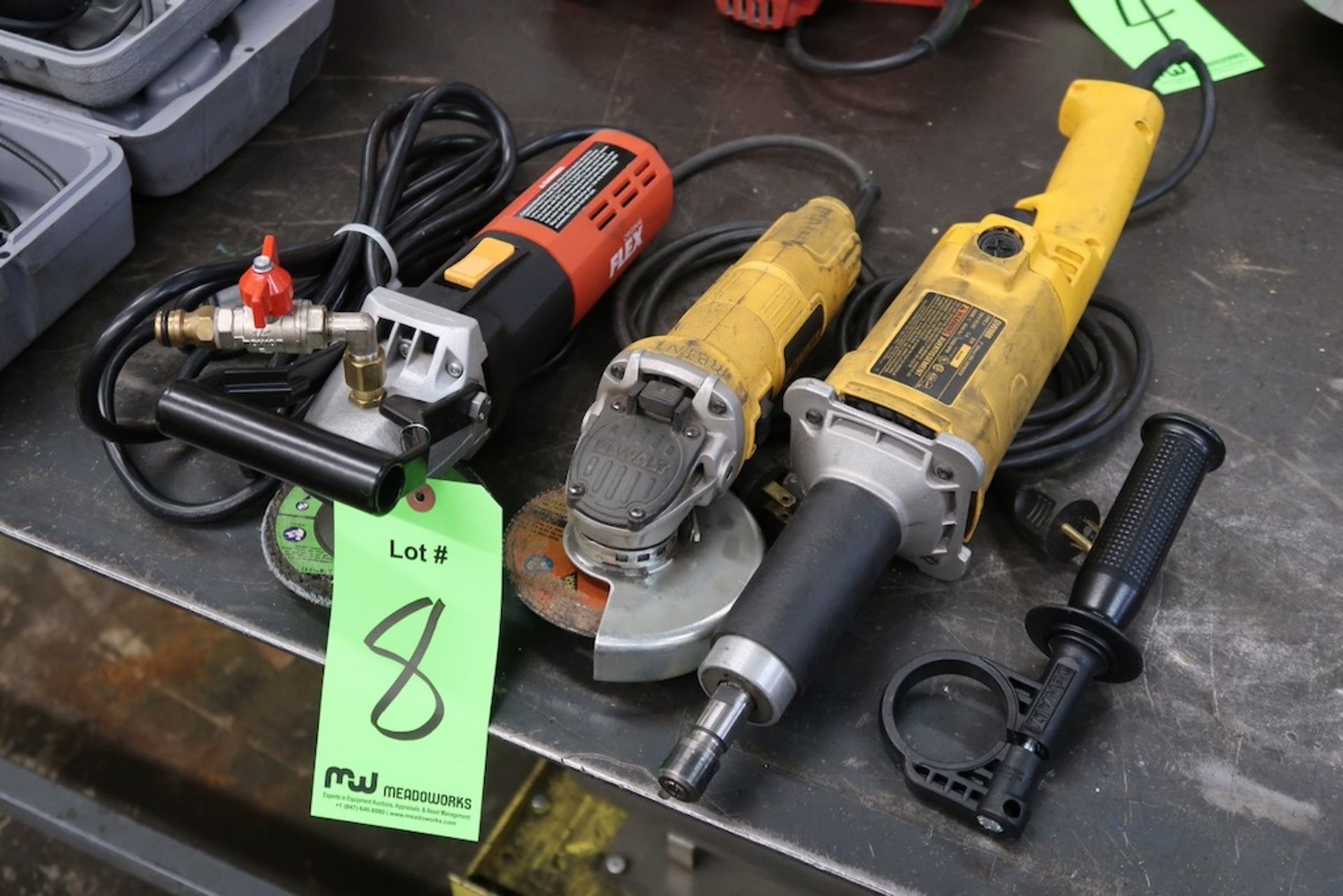 (3) Electric Grinders. (1) DeWalt DW888 Die Grinder, Etc.