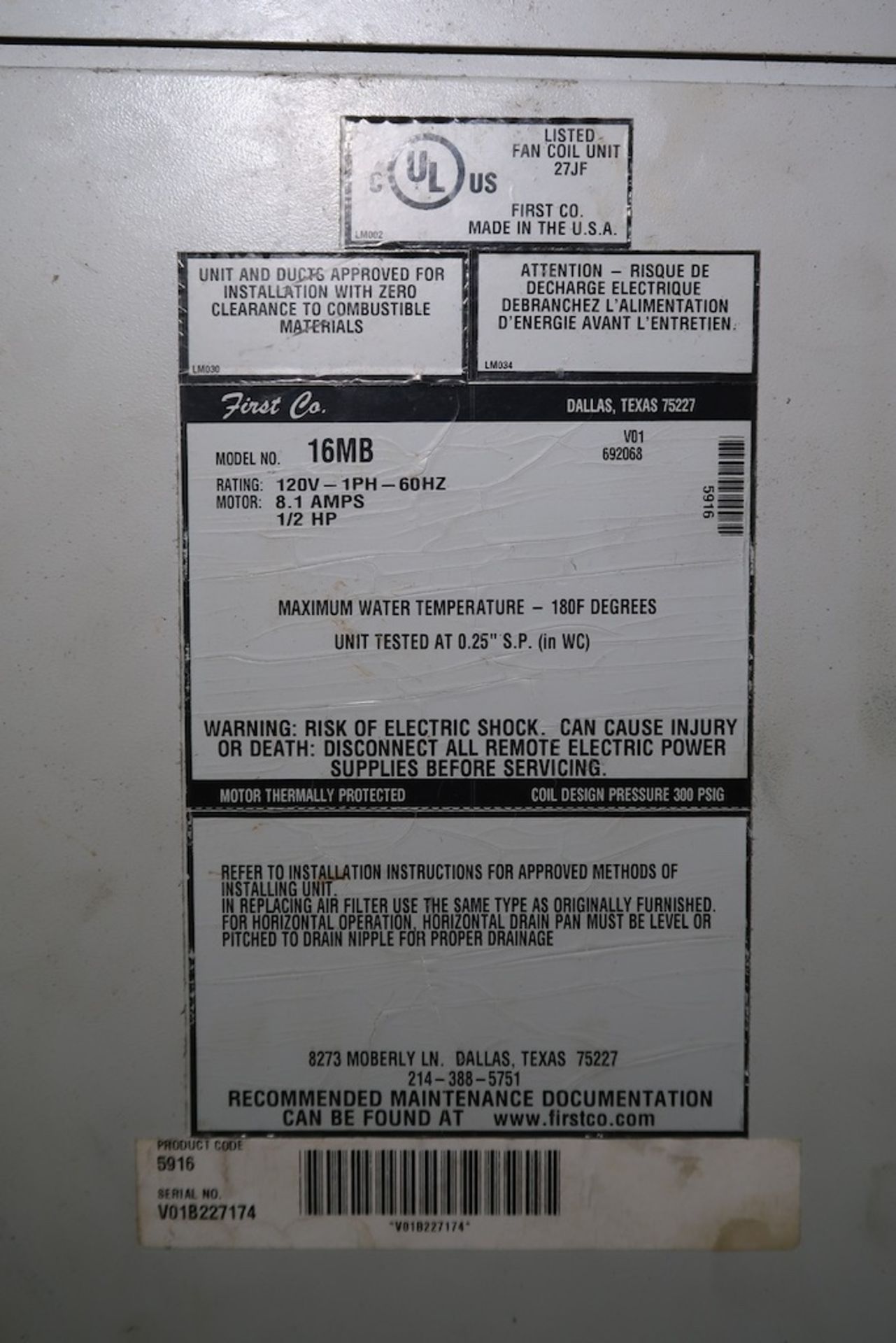 First Co. Fan Coil Unit - Image 4 of 4