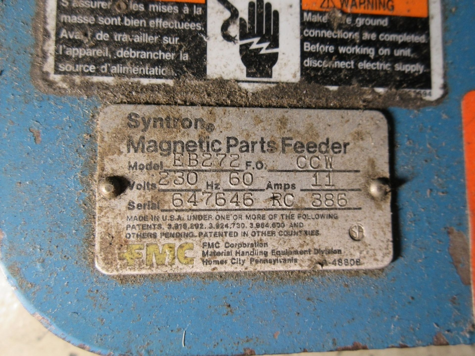FMC 36" Syntron Magnetic Vibratory Feeder - Image 6 of 6