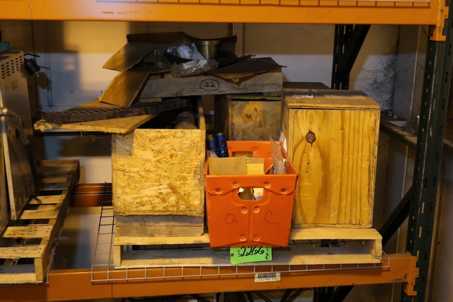 Pallet and Crate of Assorted Machine Parts