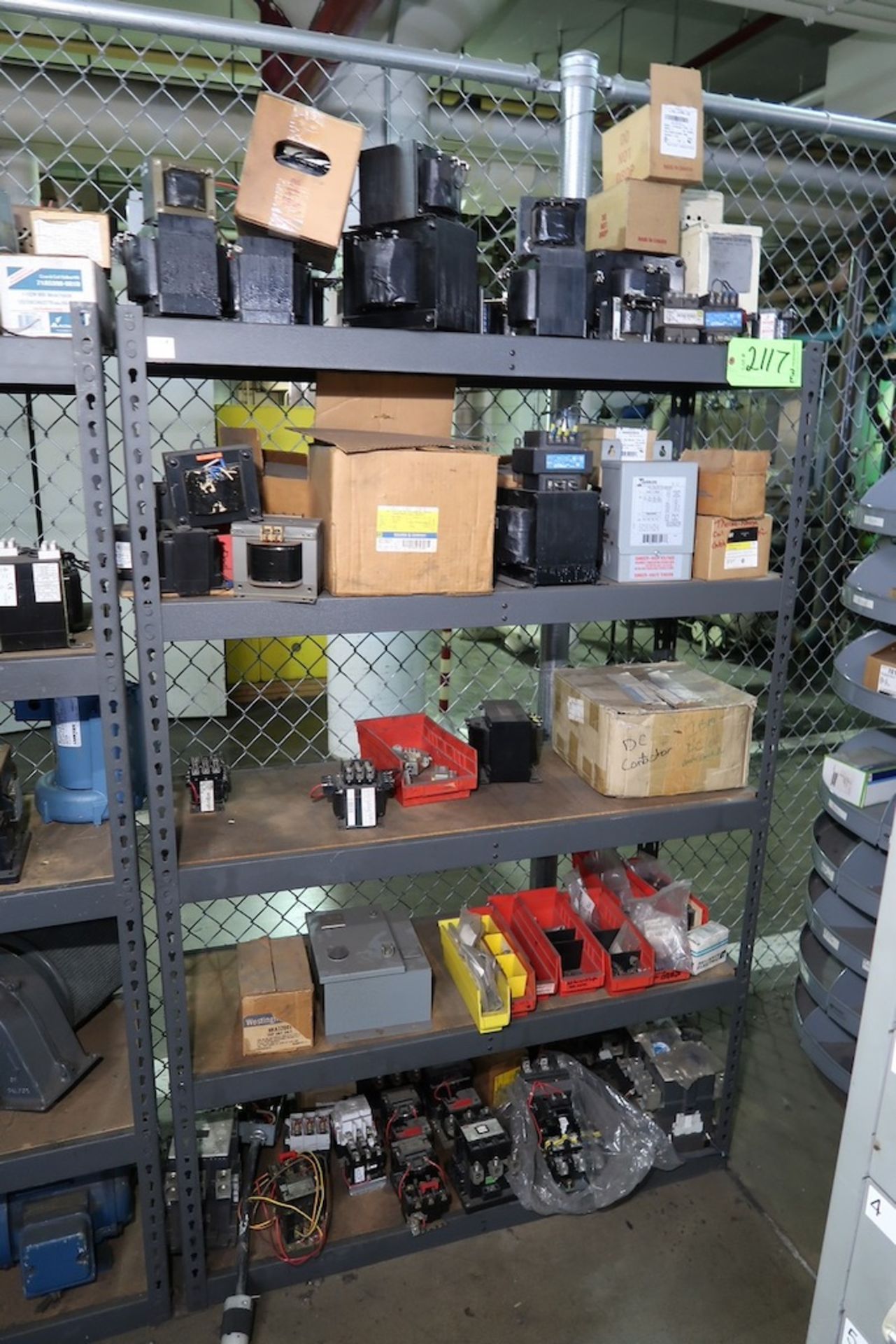 (3) Sections of Adjustable Shelving Units with Misc. Electrical Spare Parts, Transformers, Etc. - Image 2 of 4