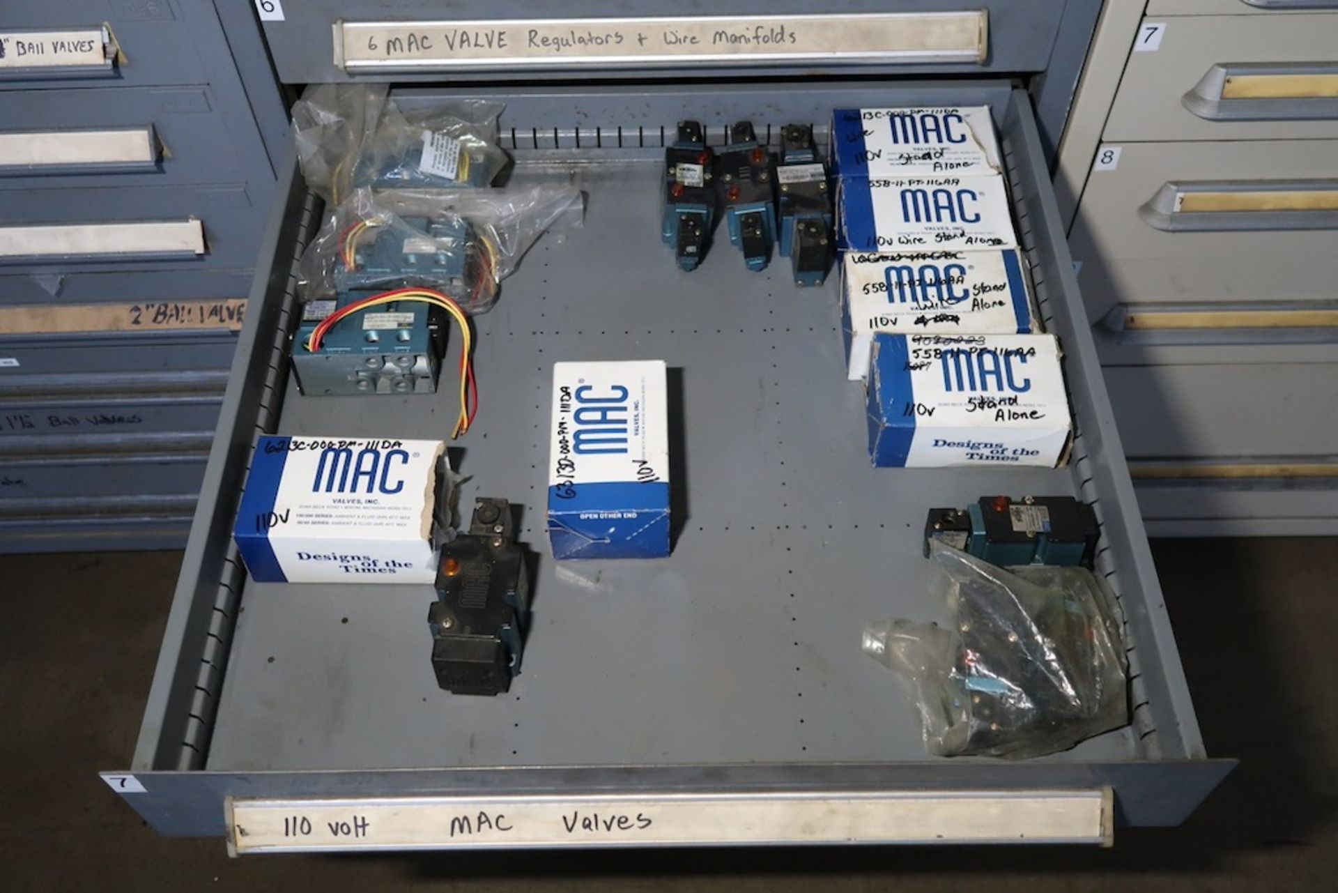 Vidmar 12-Drawer Heavy Duty Storage Cabinet with Misc. Spare Parts, Keyence Sensors, RC-12 Counters, - Image 8 of 11