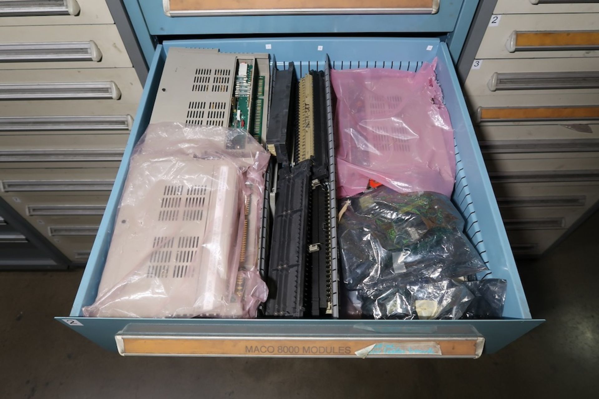 Vidmar 7-Drawer Heavy Duty Storage Cabinet with Misc. IBM Spare Parts, Relays, Bearing, Etc. - Image 3 of 8