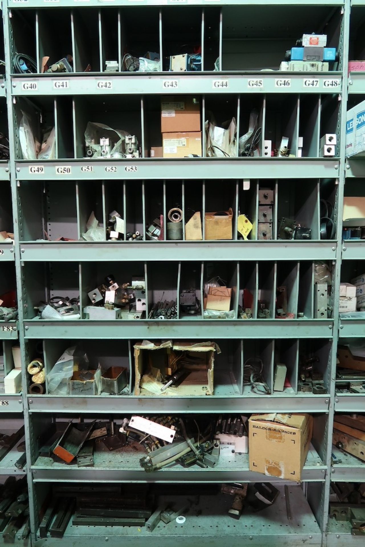 (4) Sections of Adjustable Racking and (2) 2-Door Cabinets with Misc. Machine Parts, Etc. - Image 7 of 12