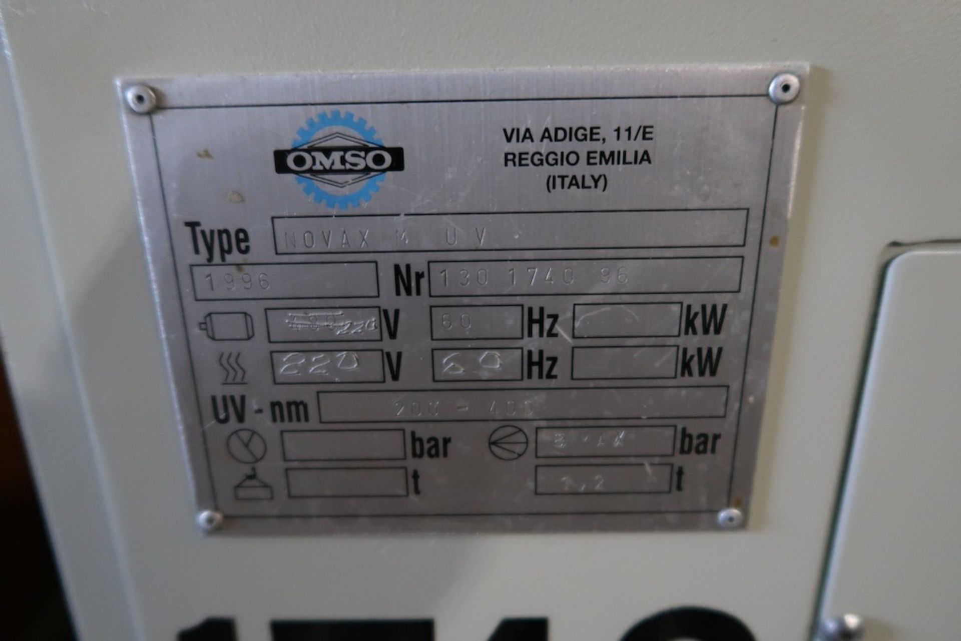(3) OMSO Novax M UV Bottle Decorator Machines - Image 8 of 13