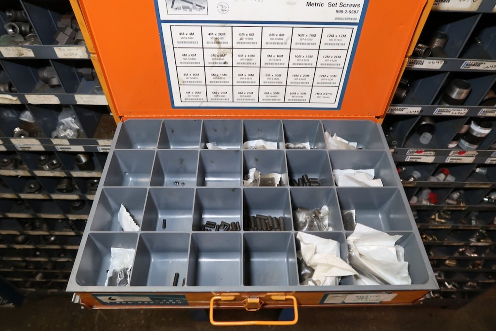 (5) Hardware Organizer Bins and (4) 4-Drawer Organizers with Large Assortment of Fittings, Etc. - Image 8 of 9