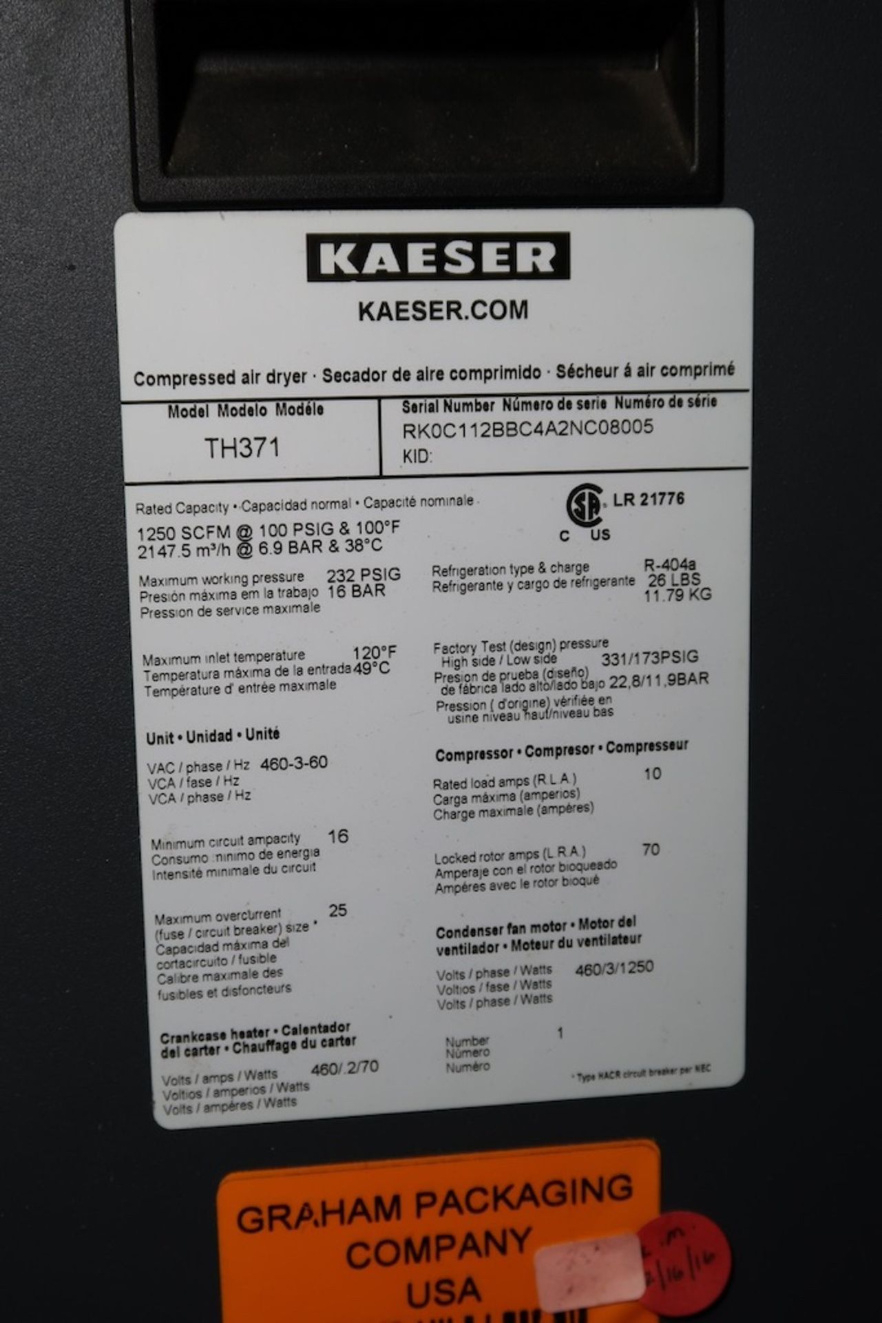 Kaeser Compressed Air Dryer - Image 4 of 4