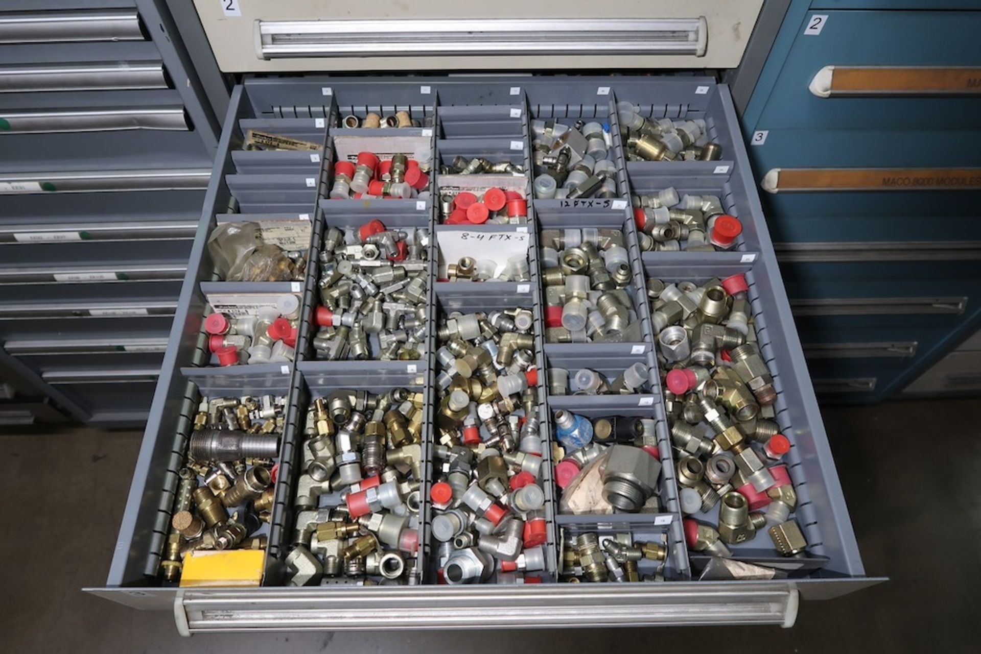 Vidmar 9-Drawer Heavy Duty Storage Cabinet with Misc. IBM Spare Parts, Fittings, IDEC Relays, Etc. - Image 4 of 10