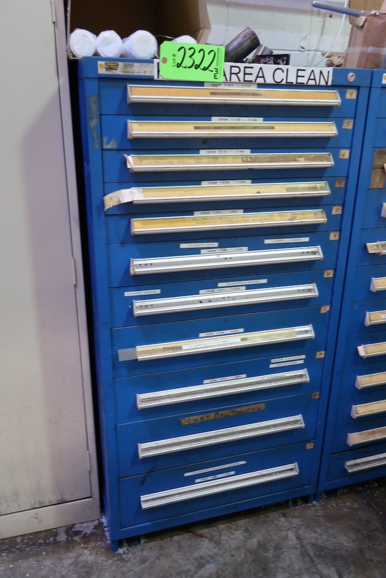 Vidmar 11-Drawer Heavy Duty Storage Cabinet with Misc. Machine Parts, Cylinder Parts, Etc.