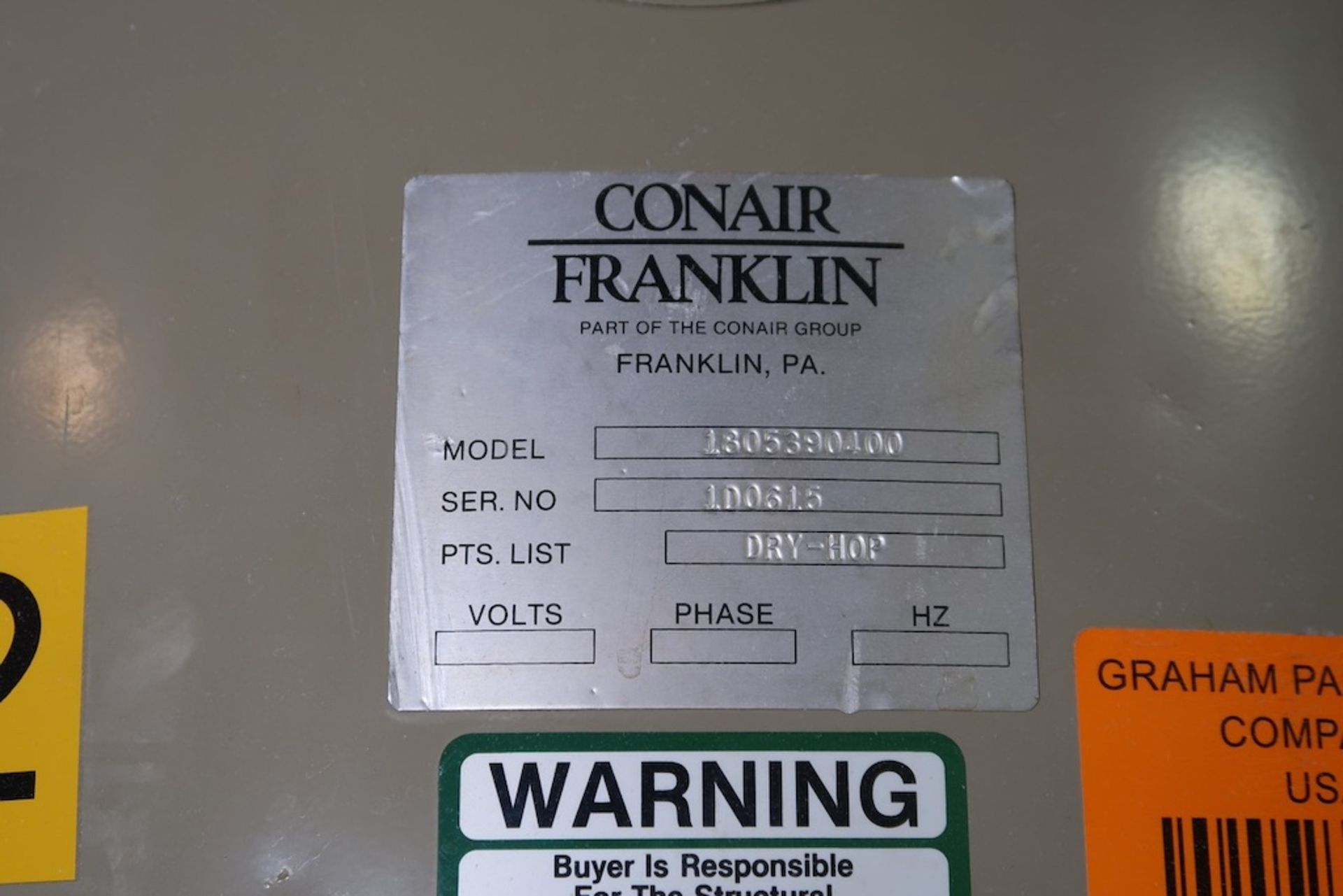 Conair Franklin 1000-Lb. Material Drying Hopper - Image 3 of 3