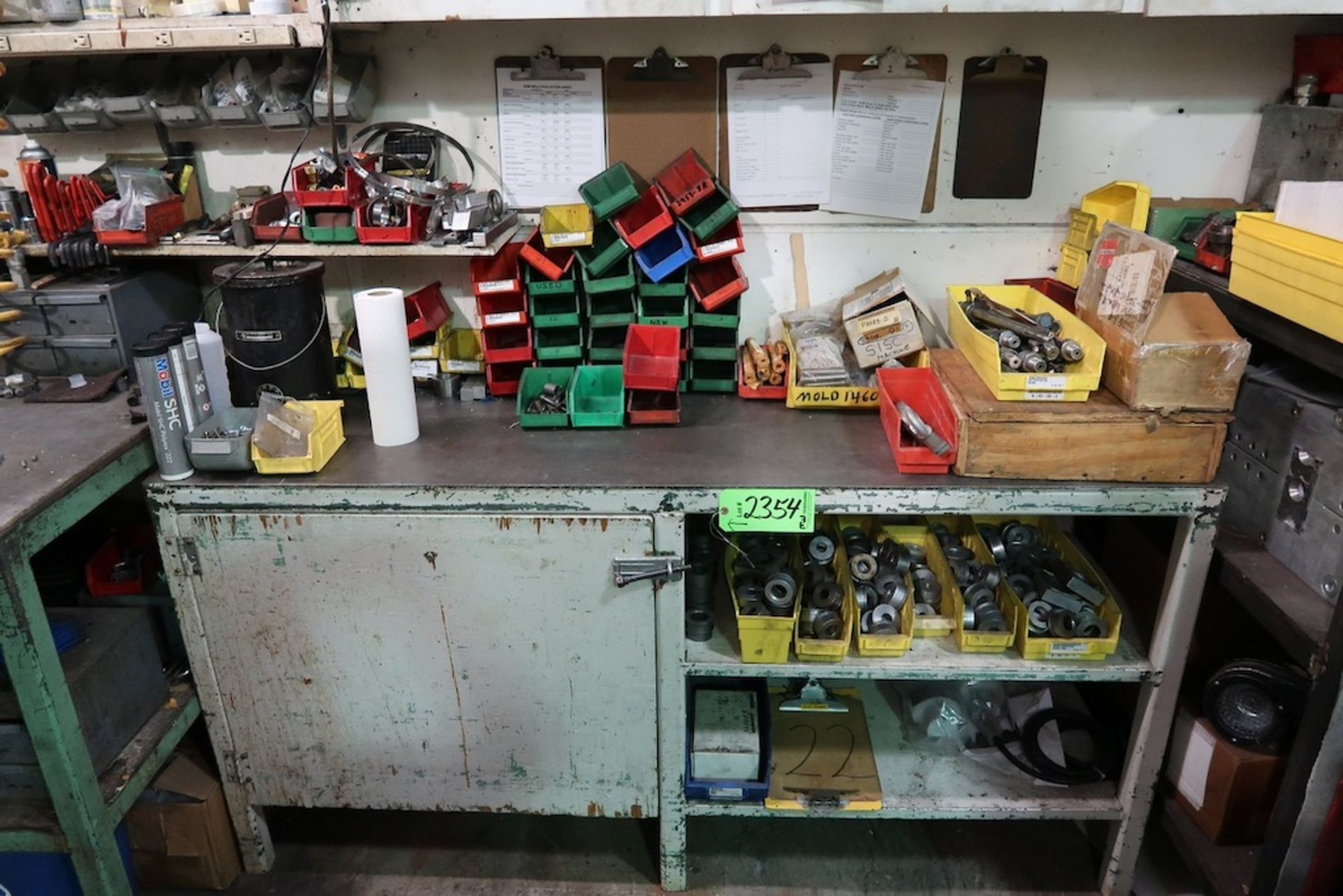 (4) Steel Workbenches and Cabinets with Assorted Contents