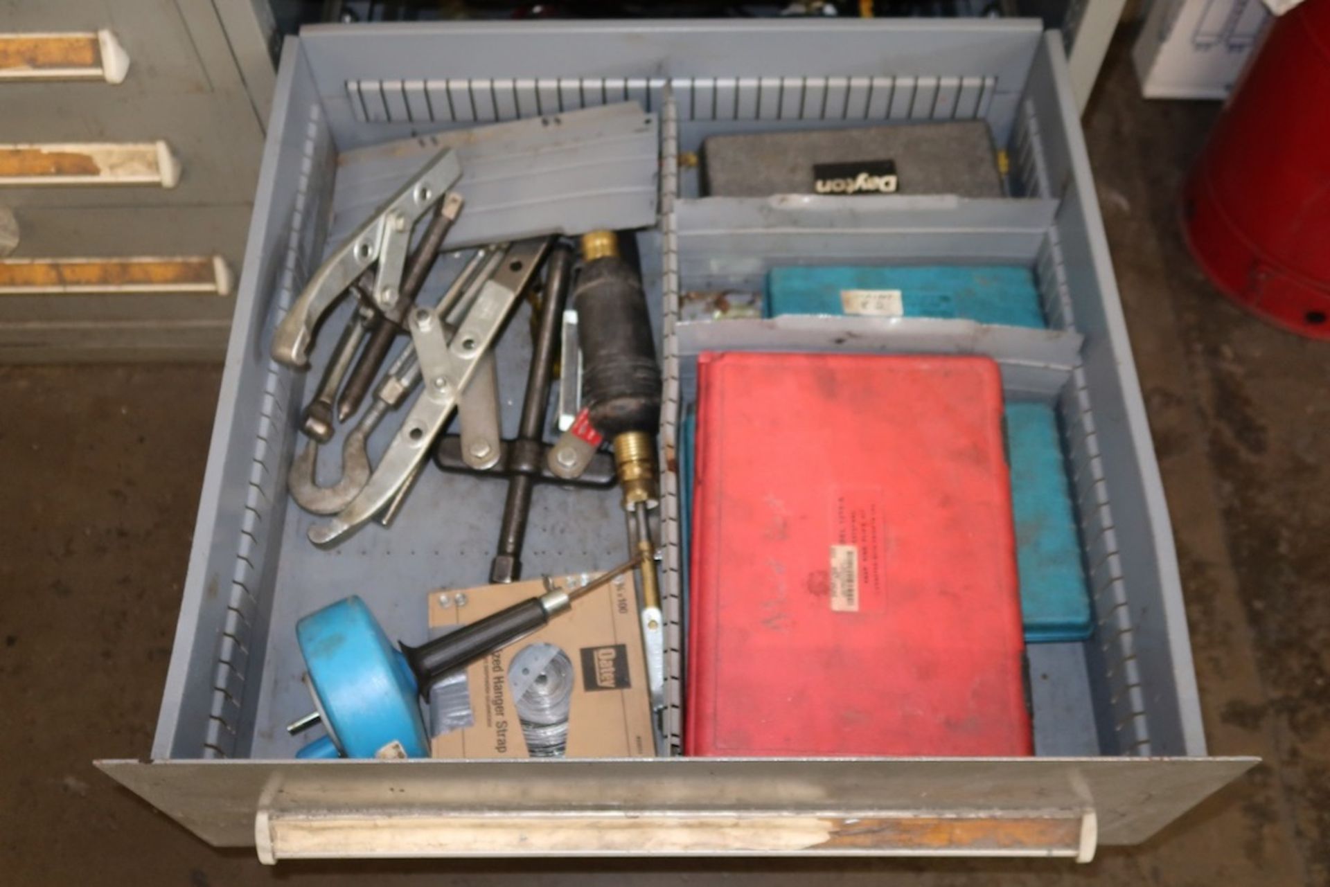 Vidmar 3-Drawer Heavy Duty Storage Cabinet with Assorted Contents, Hole Saws, Pullers, Etc. - Image 3 of 4