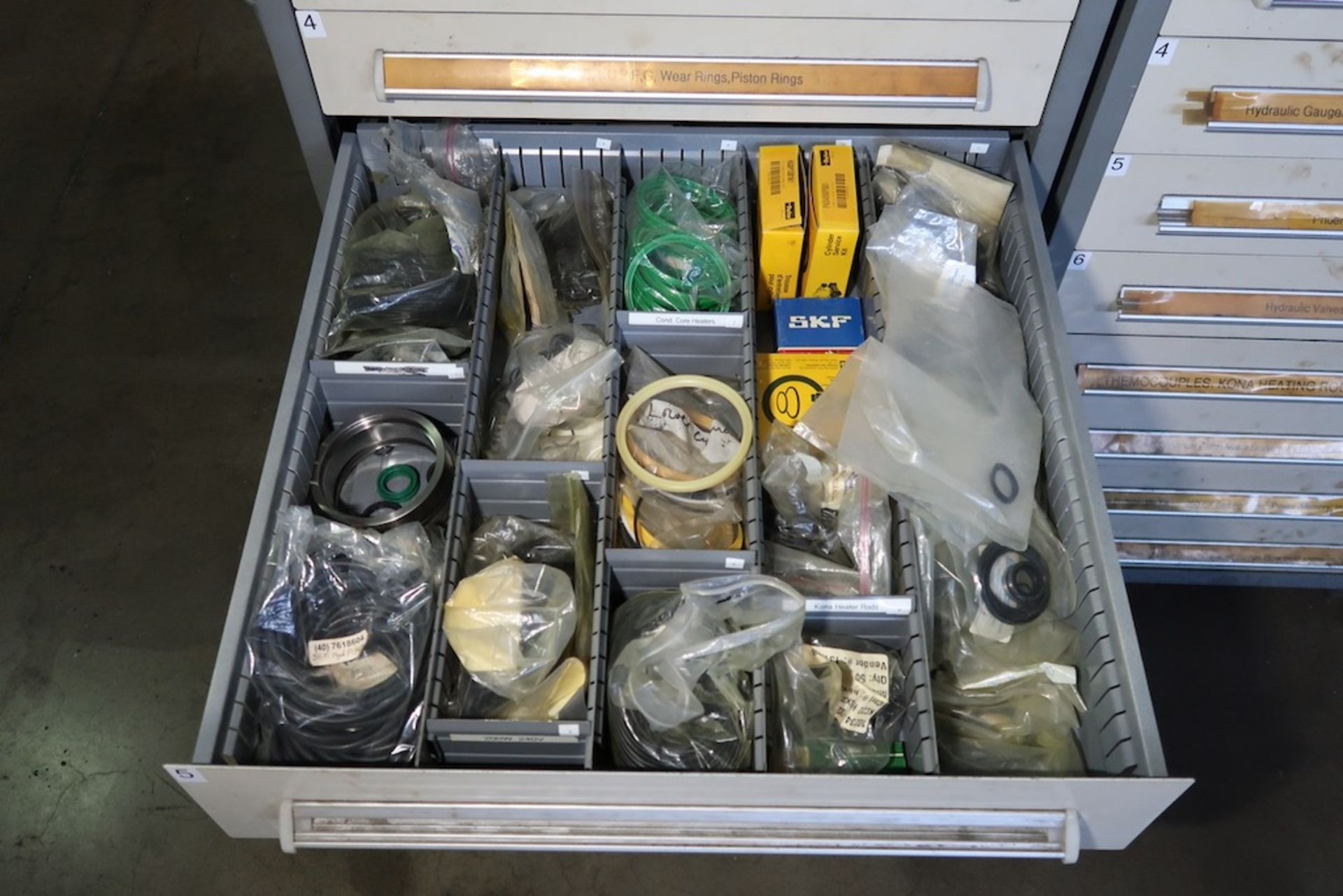 Vidmar 9-Drawer Heavy Duty Storage Cabinet with Spare Parts, Seals, Spanner Nuts, Etc. - Image 6 of 10