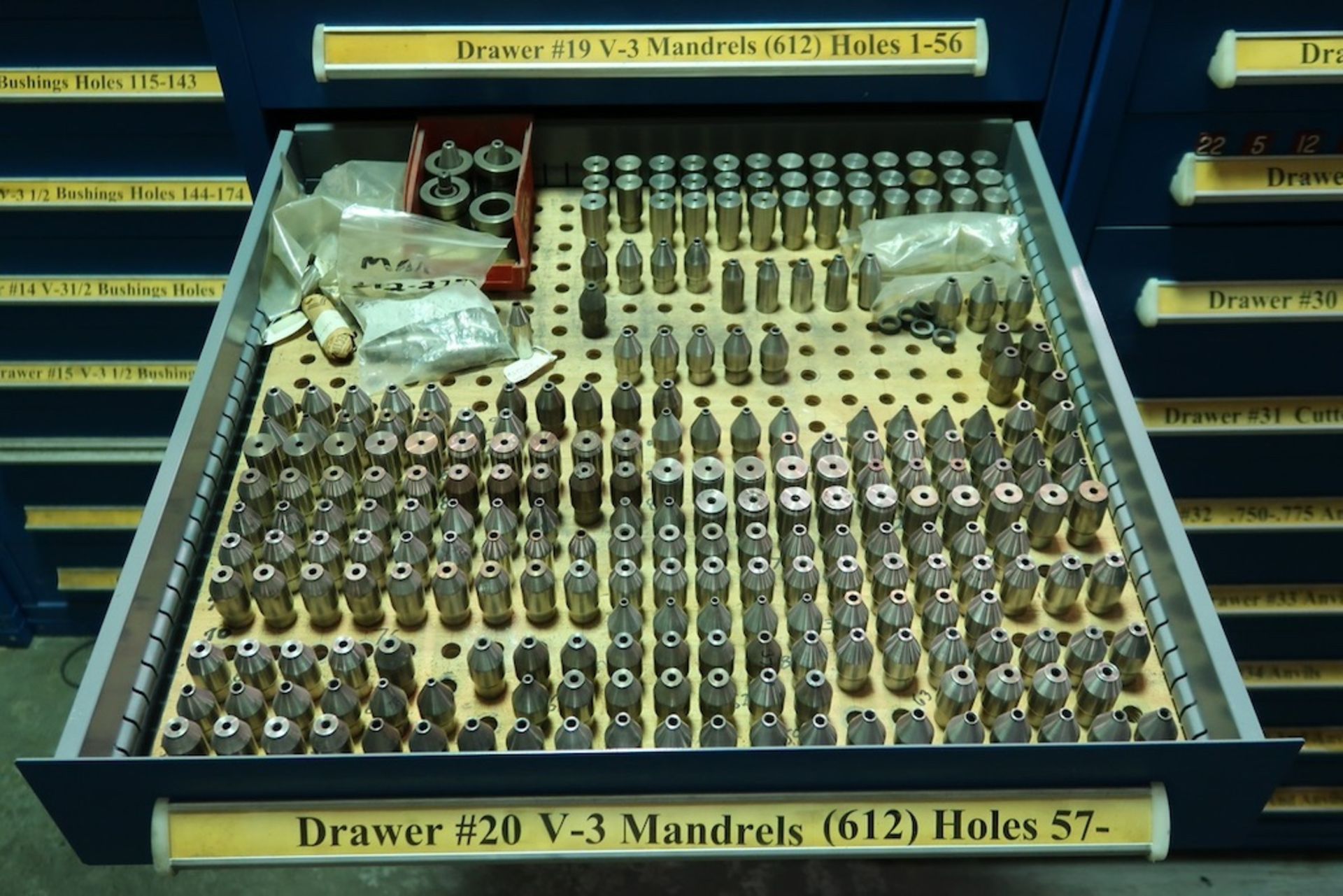 Vidmar 9-Drawer Heavy Duty Storage Cabinet with Misc. Mandrels, Cutters, Etc. - Image 3 of 10