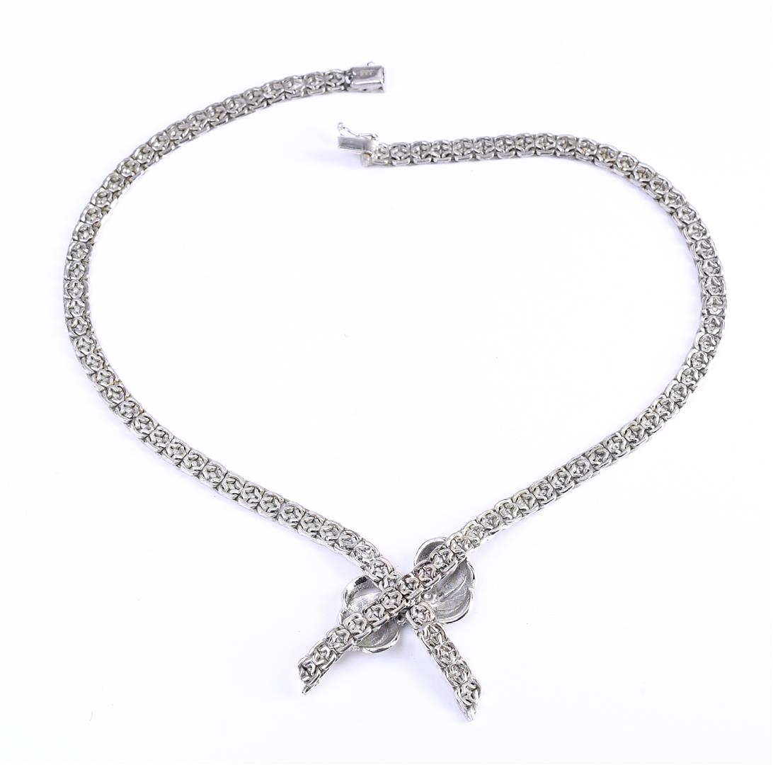 14 carat white gold ladies' necklace with a sliding clasp and extra safety eight - Image 4 of 7