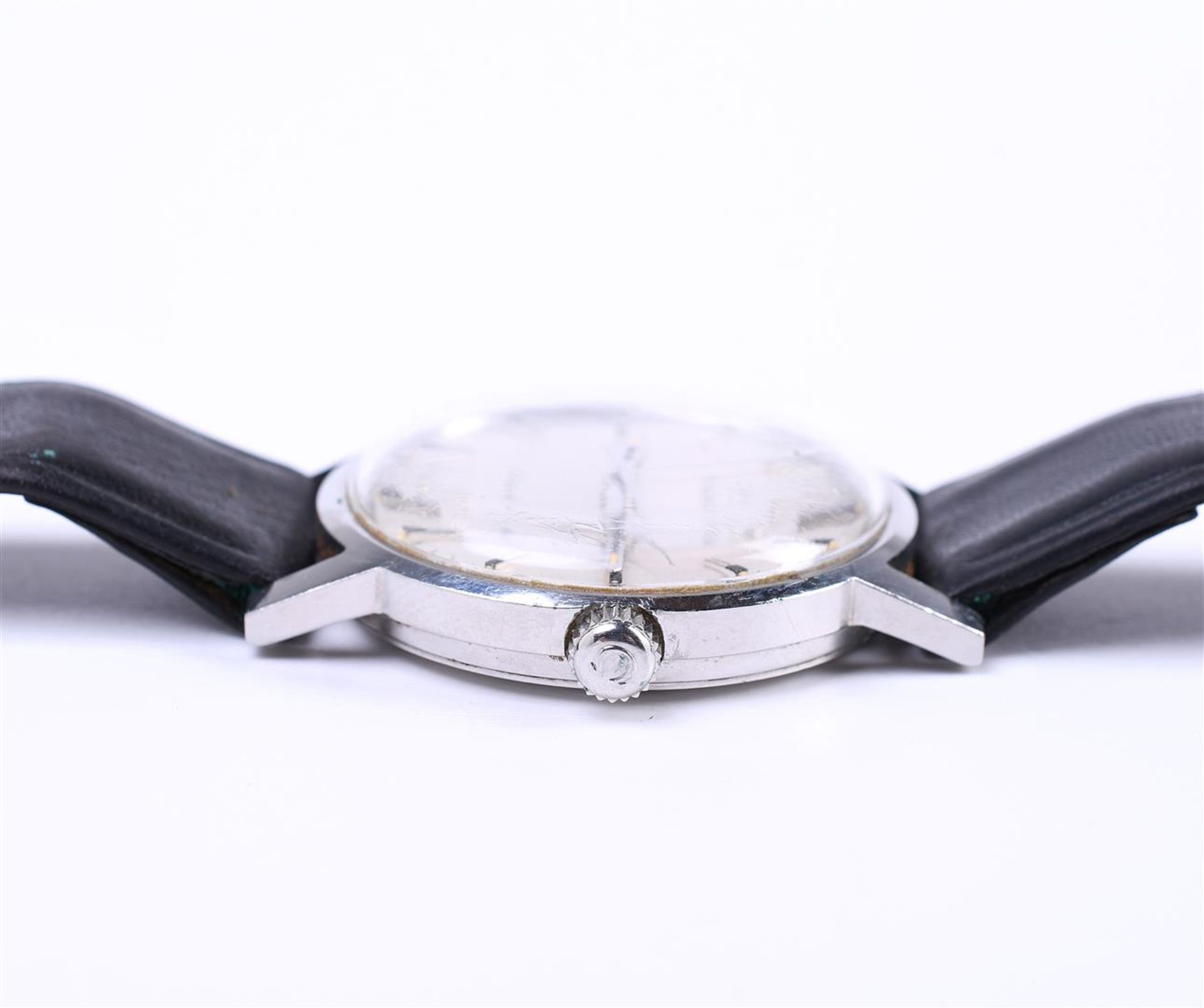Omega Geneve men's wristwatch, wind-up steel round case, set with a black leather strap - Bild 4 aus 4