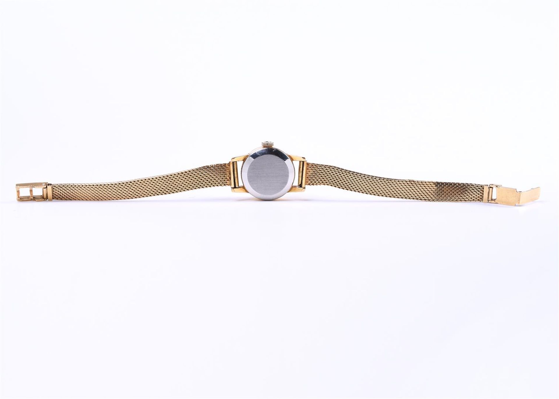 14 kt yellow gold Omega wind-up ladies watch with Milanese strap - Image 6 of 6