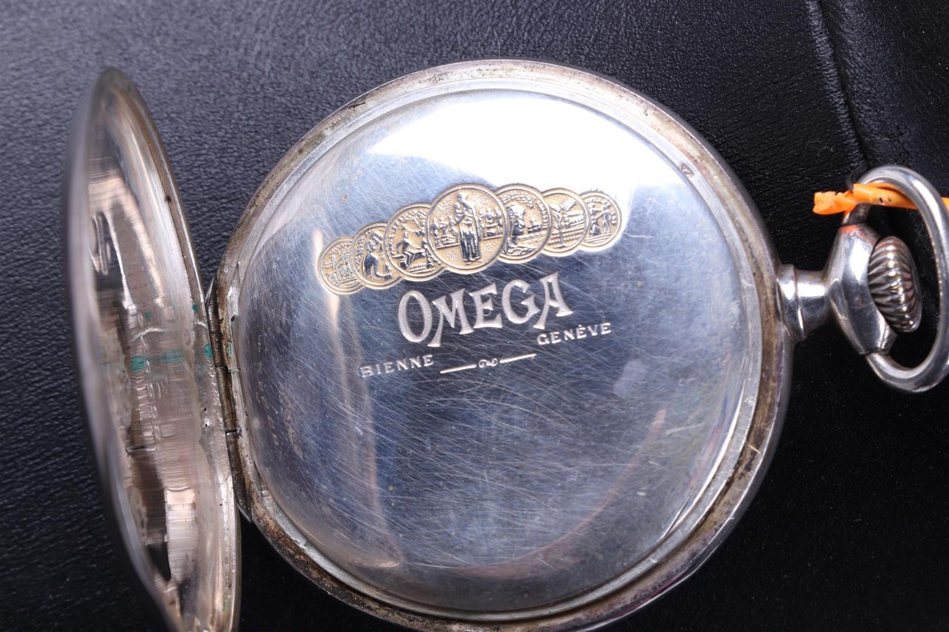 A silver (800/1000) Omega pocket watch with seconds indication. serial number 7855574 - Bild 4 aus 5